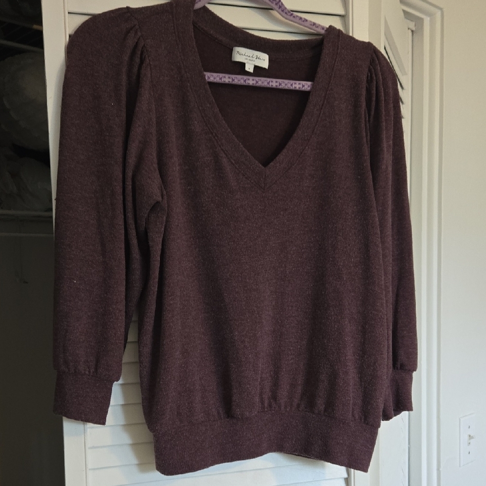 Micheal Stars Women's V-Neck Sweater in Purple